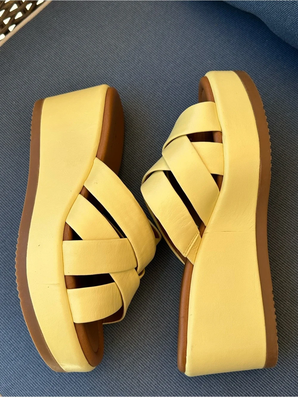 Caslon Women’s Yellow Platform Wedge Slide Sandals